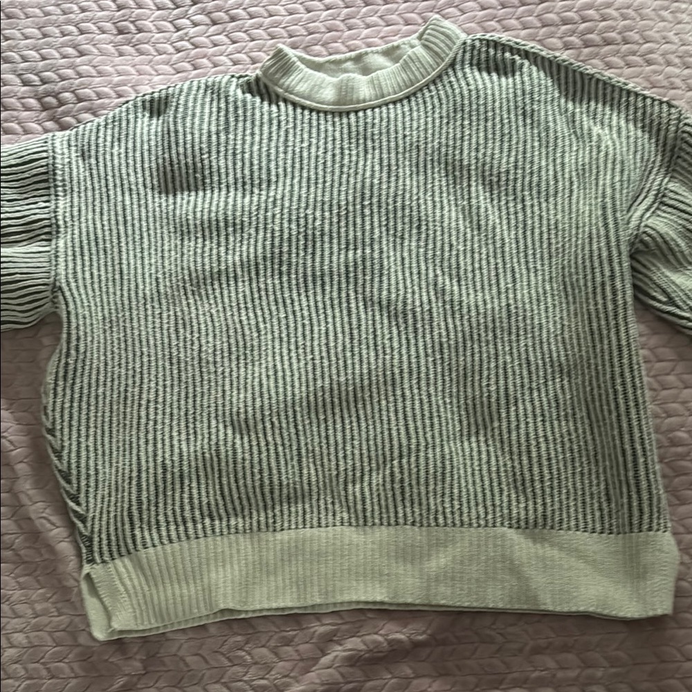 Striped aerie sweater sage and ivory